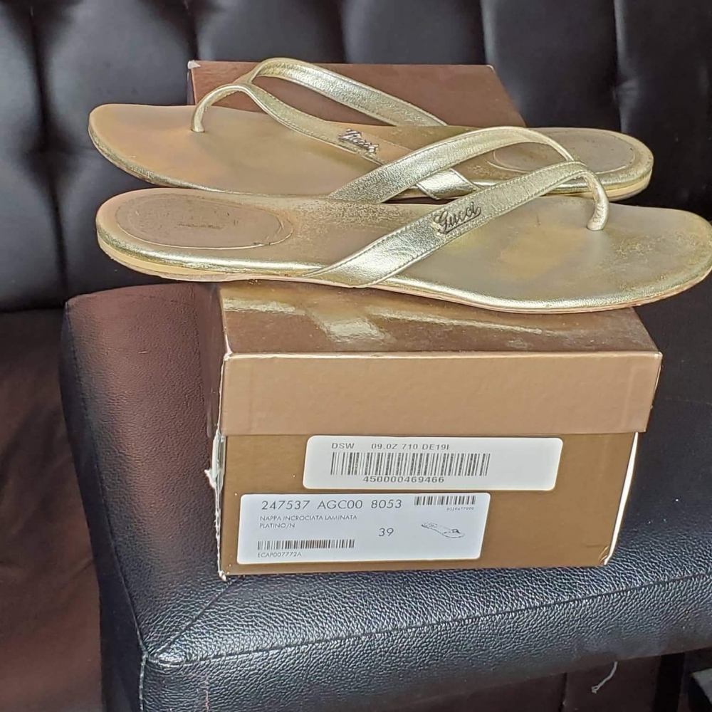 Gucci gold leather sandals